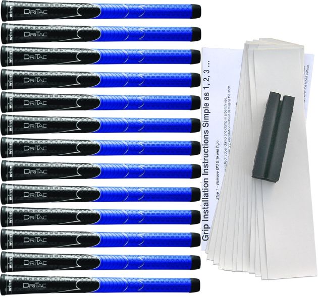 Winn Dri-Tac Midsize (+1/16") Black/Blue Grip Kit