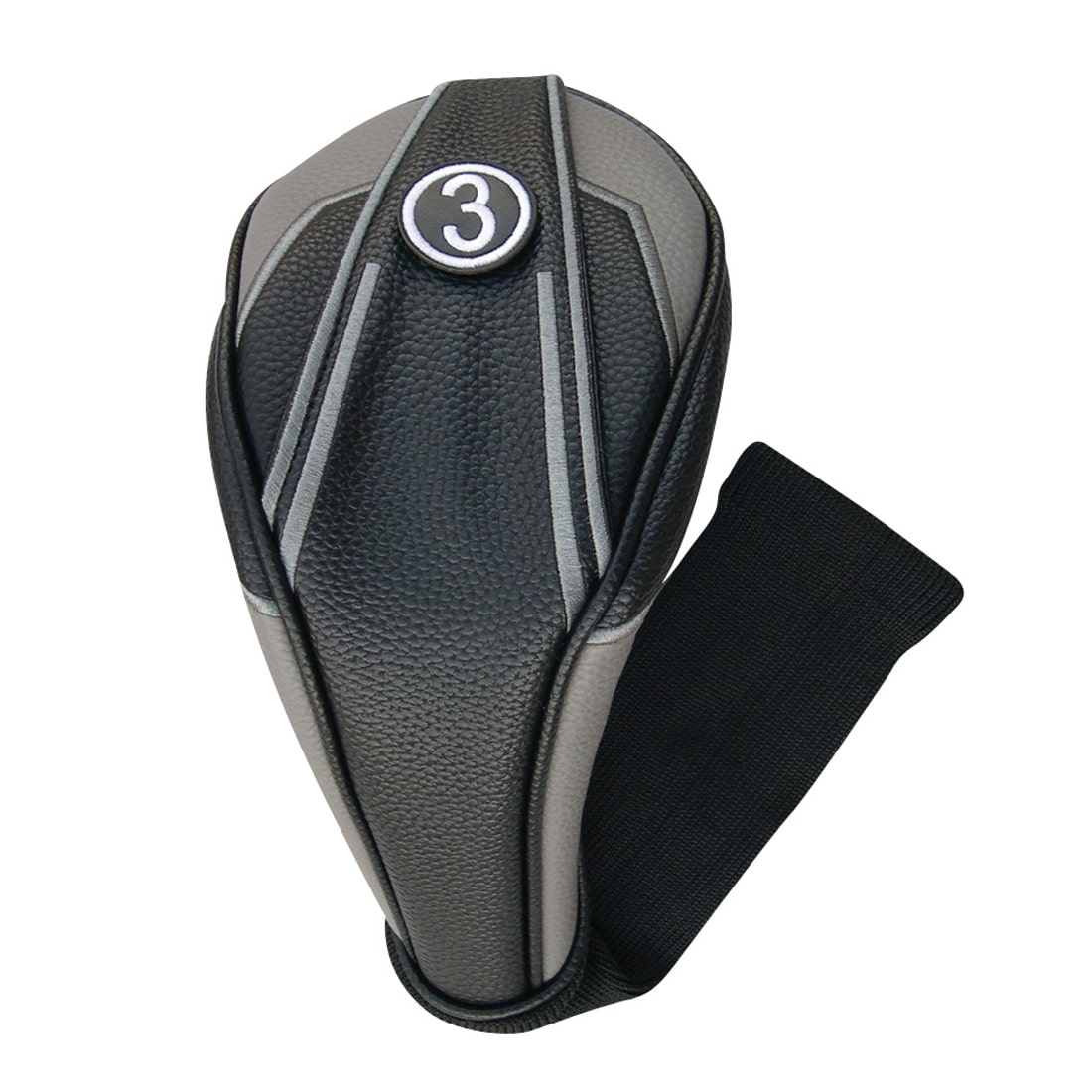 PU Leatherette Black/Gray Headcovers With Sock
