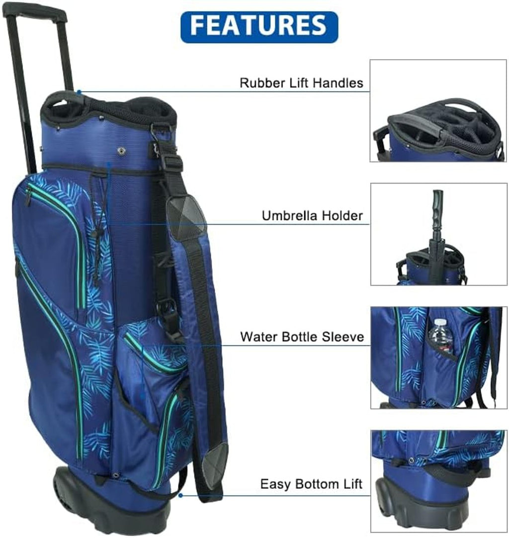 RJ Sports Carter 14 Way Divider Top Transport Golf Cart Bag with Wheels/Handle