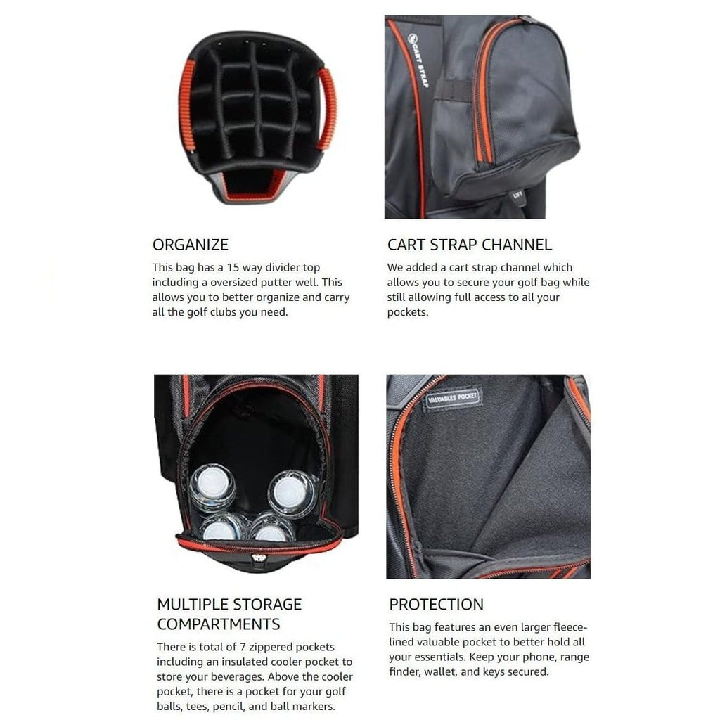 RJ Sports Mission 14 Way Divider Top Mens Golf Cart Bag