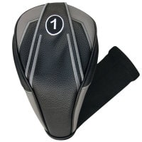 PU Leatherette Black/Gray Headcovers With Sock